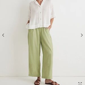 MADEWELL Crinkled Crop Crepe Straight Leg Pant 💚Size Medium💚 color: Seedling
